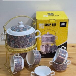 Service à Soupe Zellige Bleu & Or (7 Pièces)